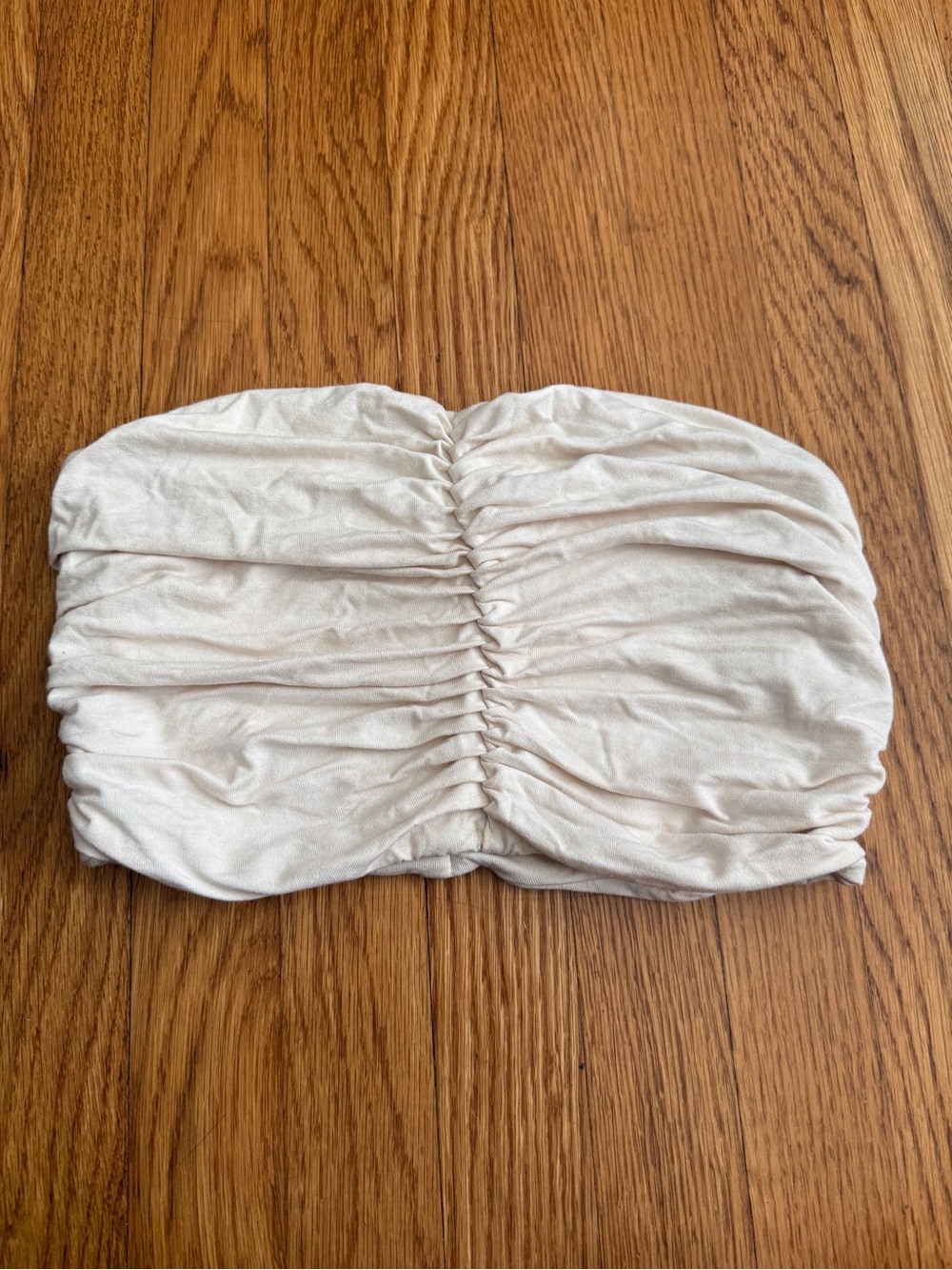 Free People One cream ruched crop strapless bandeau top S